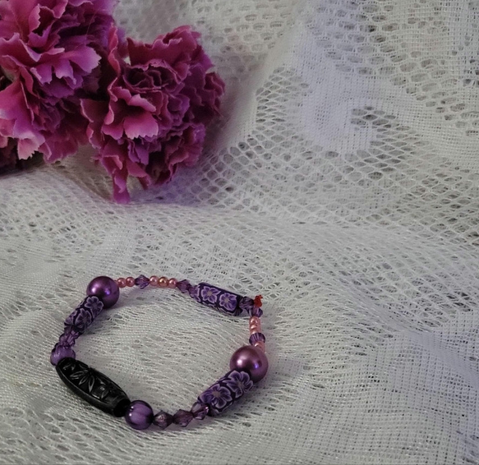 Bracelet | Lavender Clay Beaded Boho Artisan Jewelry