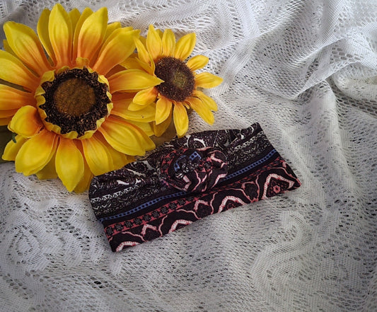 Headband | Boho Turban Stretch Infinity Headband | Handmade Fabric Rose | Hair Accessory