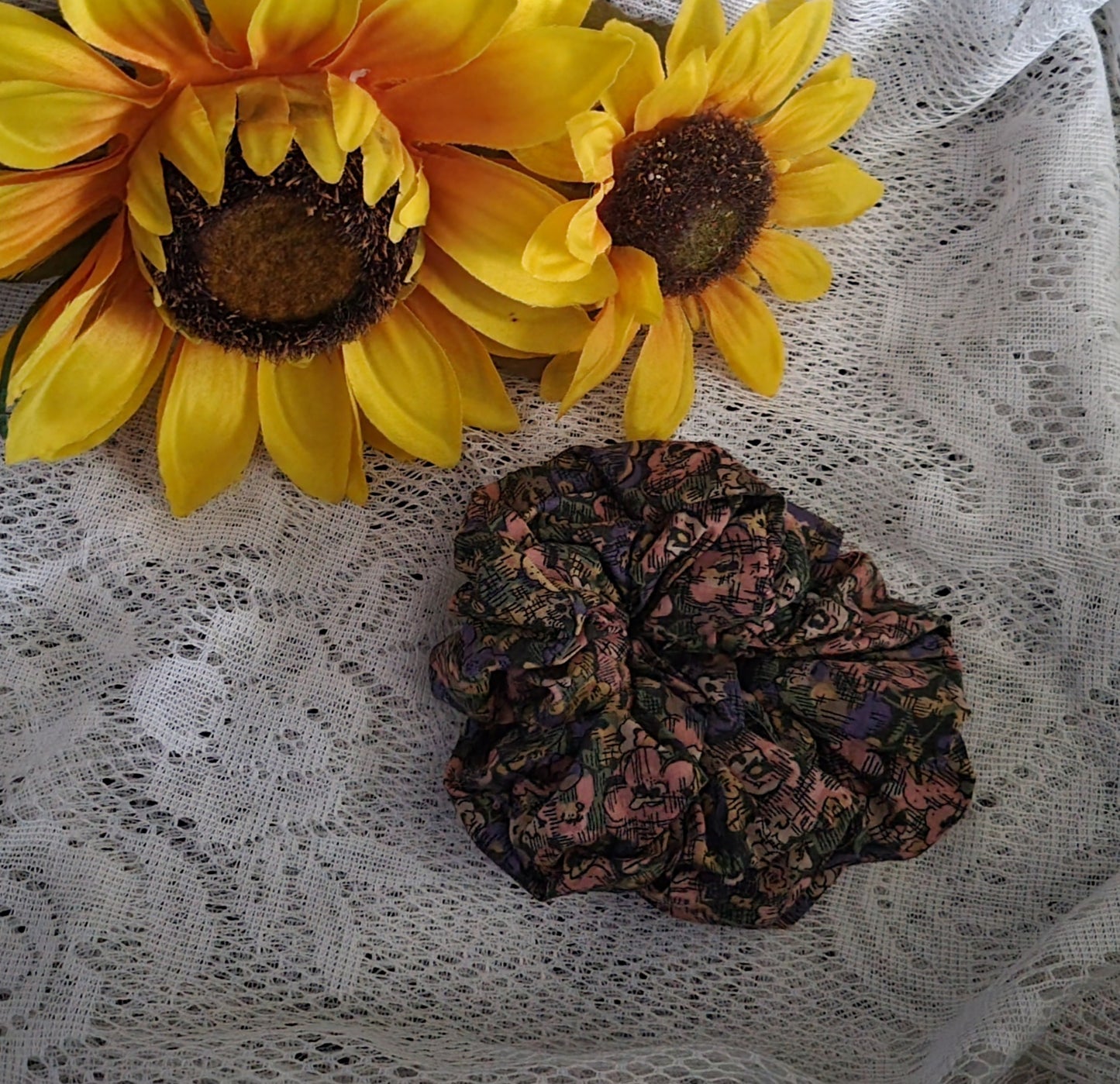Scrunchy Set | Handmade Floral & Star Dot Hair Tie Set | Soft Hair Accessories