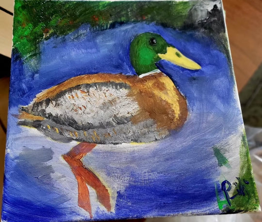 Original Oil Painting | Mallard Duck on Water  | Wildlife Art on Canvas